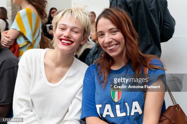 Simona Kust and Elizabeth Hilfiger attend the Kiko Kostadinov Womenswear Spring/Summer 2024 show as part of Paris Fashion Week on October 03, 2023 in...