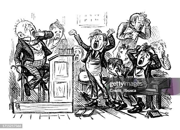 british satire caricature comic cartoon illustration - yawning stock illustrations