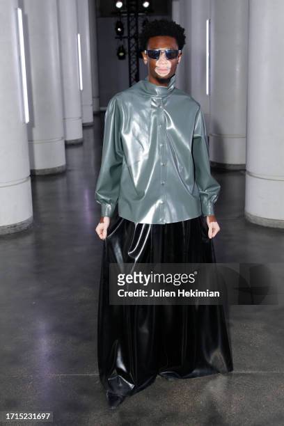 Yvesmark Chery attends the Avellano Womenswear Spring/Summer 2024 show as part of Paris Fashion Week on October 03, 2023 in Paris, France.