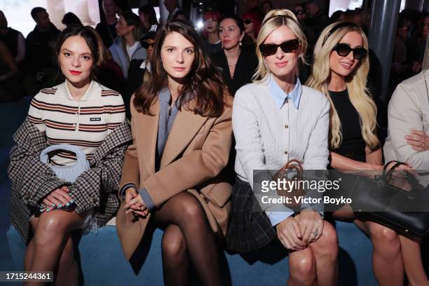 Francesca Michelin, Joséphine Japy, Nicky Hilton and Paris Hilton attend the Miu Miu Womenswear S/S 2024 show as part of Paris Fashion Week at Palais...