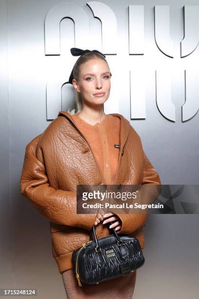 Leonie Hanne attends the Miu Miu Womenswear S/S 2024 show as part of Paris Fashion Week at Palais d'Iena on October 03, 2023 in Paris, France.