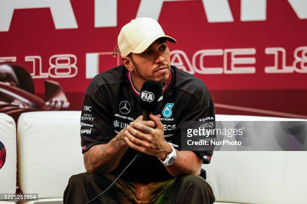 Lewis Hamilton of United Kingdom, Mercedes - AMG PETRONAS, portrait during the Formula 1 Qatar Grand Prix from 5th to 8th of October, 2023 on the...