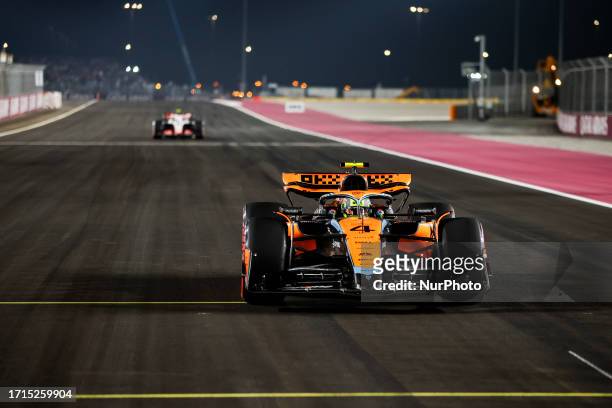 Lando Norris of United Kingdom, Mclaren Formula 1 Team, MCL60 - Mercedes, action during the Formula 1 Qatar Grand Prix from 5th to 8th of October,...