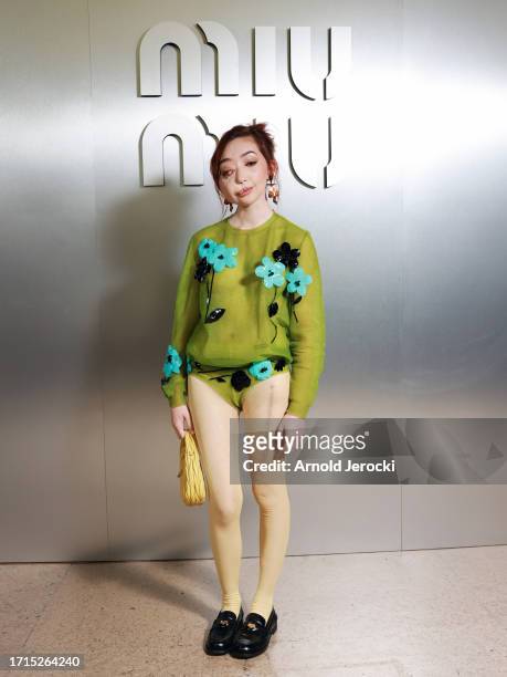 Nicole Lilly Christou attends the Miu Miu Womenswear S/S 2024 show as part of Paris Fashion Week at Palais d'Iena on October 03, 2023 in Paris,...