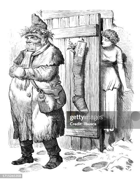 british satire caricature comic cartoon illustration - woman entering home stock illustrations