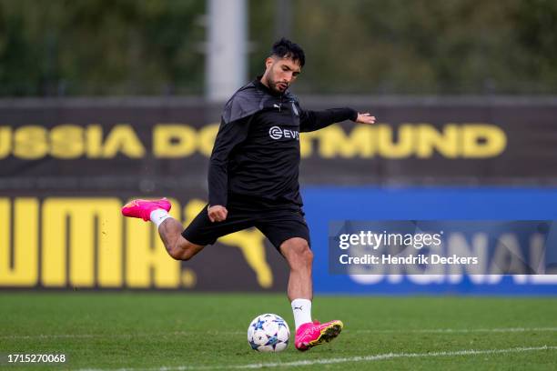 Emre Can of Borussia Dortmund at training ahead of their UEFA Champions League group match against AC Milan at Signal Iduna Park on October 3, 2023...