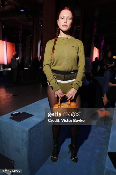Courtney Trop attends the Miu Miu Womenswear S/S 2024 show as part of Paris Fashion Week at Palais d'Iena on October 03, 2023 in Paris, France.