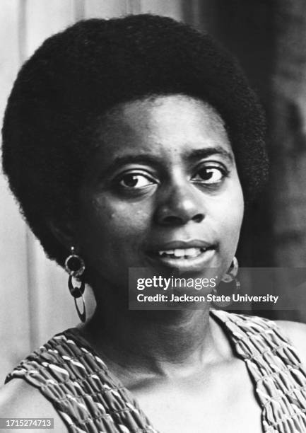 Portrait of poet Carole Gregory Clemmons attending the Institute for the Study of History, Life, and Culture of Black People- Phillis Wheatley Poetry...