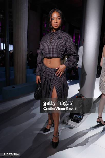 Manon Bresch attends the Miu Miu Womenswear S/S 2024 show as part of Paris Fashion Week at Palais d'Iena on October 03, 2023 in Paris, France.