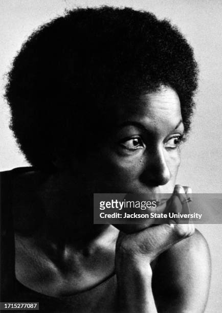 Portrait of Mari Evans, poet, and author, attending the Institute for the Study of History, Life, and Culture of Black People- Phillis Wheatley...
