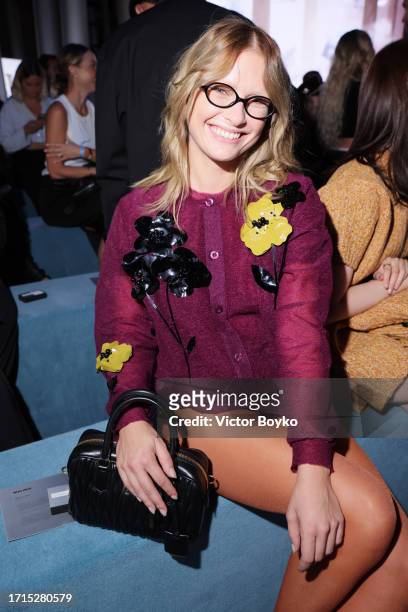 Camille Razat attends the Miu Miu Womenswear S/S 2024 show as part of Paris Fashion Week at Palais d'Iena on October 03, 2023 in Paris, France.