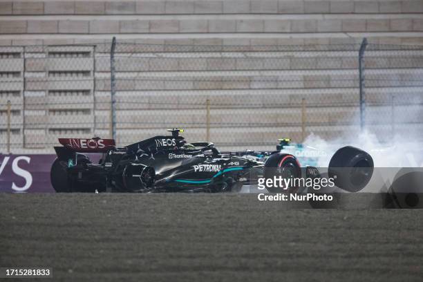 Lewis Hamilton of United Kingdom, Mercedes - AMG PETRONAS, W14 - Mercedes, action crash during the Formula 1 Qatar Grand Prix from 5th to 8th of...