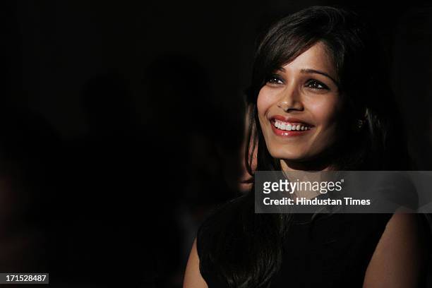Indian Bollywood actor Freida Pinto poses for the camera during an exclusive profile shoot at The Oberoi Hotel on June 18, 2013 in New Delhi, India....