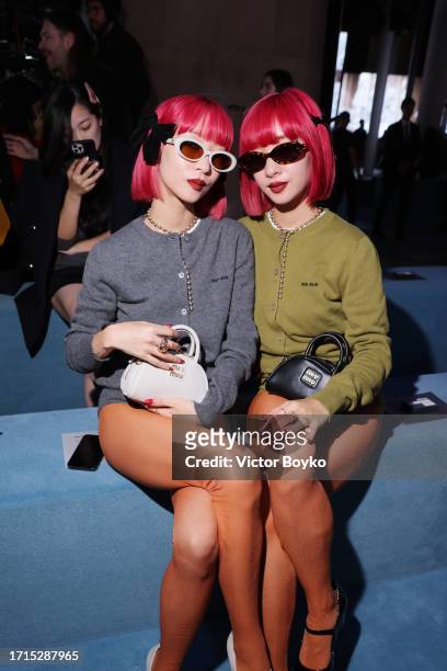 Amiaya attend the Miu Miu Womenswear S/S 2024 show as part of Paris Fashion Week at Palais d'Iena on October 03, 2023 in Paris, France.