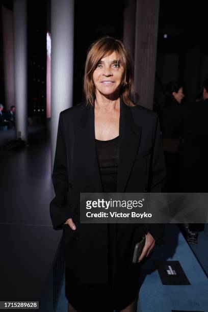 Carine Roitfeld attends the Miu Miu Womenswear S/S 2024 show as part of Paris Fashion Week at Palais d'Iena on October 03, 2023 in Paris, France.