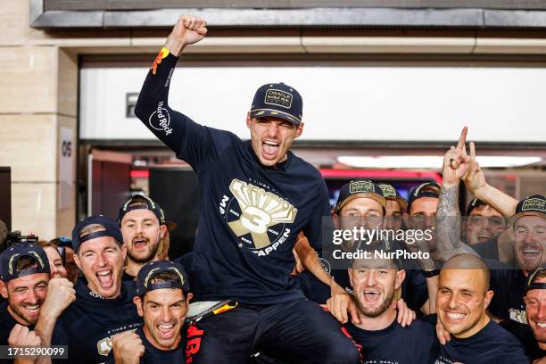 Max Verstappen of Netherlands, Oracle Red Bull Racing, portrait celebrates his Formula 1 2023 World Champion during the Formula 1 Qatar Grand Prix...