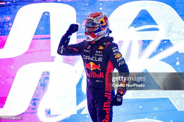 Max Verstappen of Netherlands, Oracle Red Bull Racing, portrait celebrates his Formula 1 2023 World Champion during the Formula 1 Qatar Grand Prix...