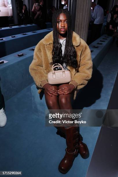Zaya Wade attends the Miu Miu Womenswear S/S 2024 show as part of Paris Fashion Week at Palais d'Iena on October 03, 2023 in Paris, France.