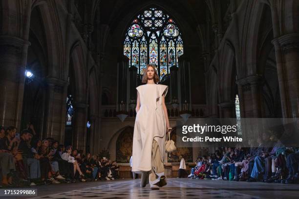 Model walks the runway during the Ujoh Womenswear Spring/Summer 2024 show as part of Paris Fashion Week on October 03, 2023 in Paris, France.
