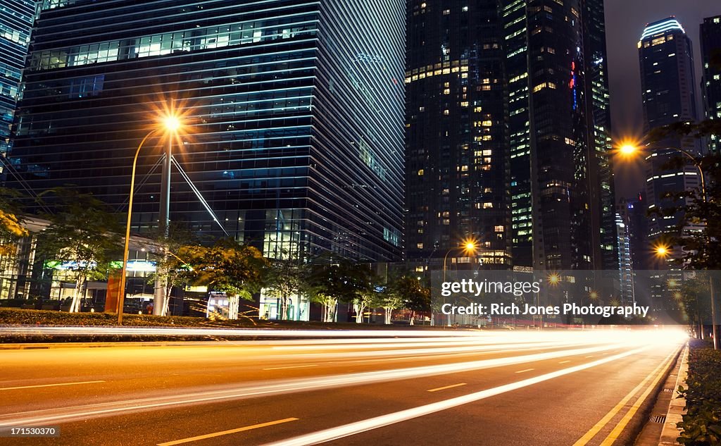 Singapore Street scene at night