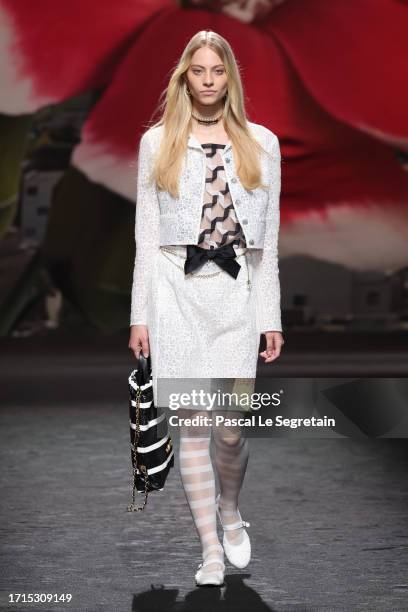 Model walks the runway during the Chanel Womenswear Spring/Summer 2024 show as part of Paris Fashion Week on October 03, 2023 in Paris, France.