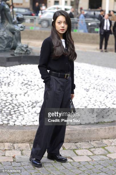 Zhao Jinmai attends the Miu Miu Womenswear Spring/Summer 2024 show as part of Paris Fashion Week on October 03, 2023 in Paris, France.