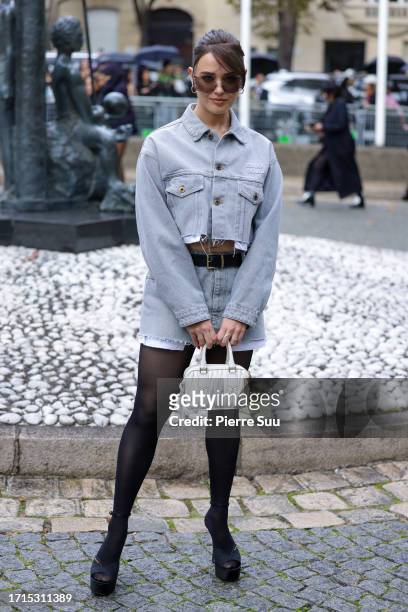 Katherine Langford attends the Miu Miu Womenswear Spring/Summer 2024 show as part of Paris Fashion Week on October 03, 2023 in Paris, France.