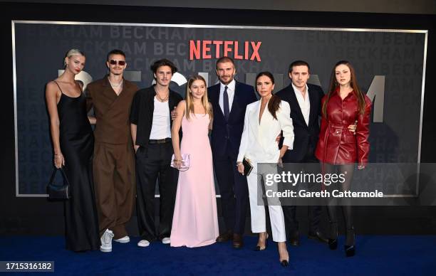 Mia Regan, Romeo Beckham, Cruz Beckham, Harper Beckham, David Beckham, Victoria Beckham, Brooklyn Peltz Beckham and Nicola Peltz Beckham attend the...