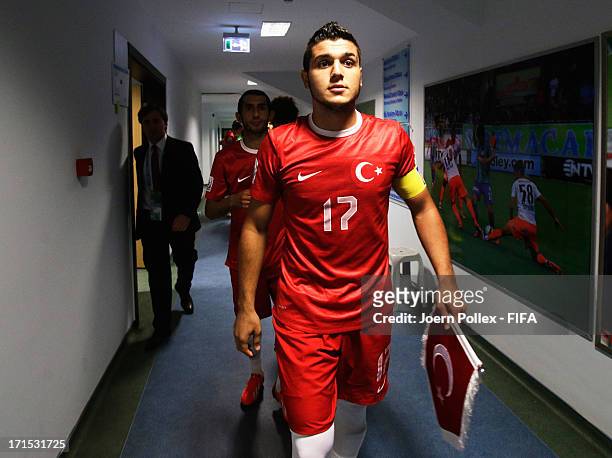 Player of Turkey are seen prior to the FIFA U-20 World Cup Group C match between Turkey and Colombia at Yeni Sehir Stadium on June 25, 2013 in Rize,...