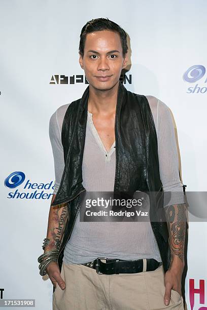 Drag queen Raja Gemini arrives at Logo's "Hot 100" Party at Drai's Lounge in W Hollywood on June 25, 2013 in Hollywood, California.