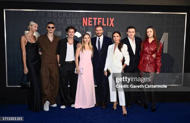 Mia Regan, Romeo Beckham, Cruz Beckham, Harper Beckham, David Beckham, Victoria Beckham, Brooklyn Peltz Beckham and Nicola Peltz Beckham attend the...