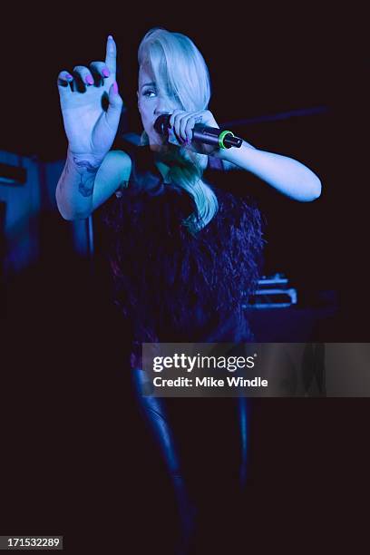 Iggy Azalea performs on stage at Logo's "Hot 100" party at Drai's Hollywood on June 25, 2013 in Hollywood, California.