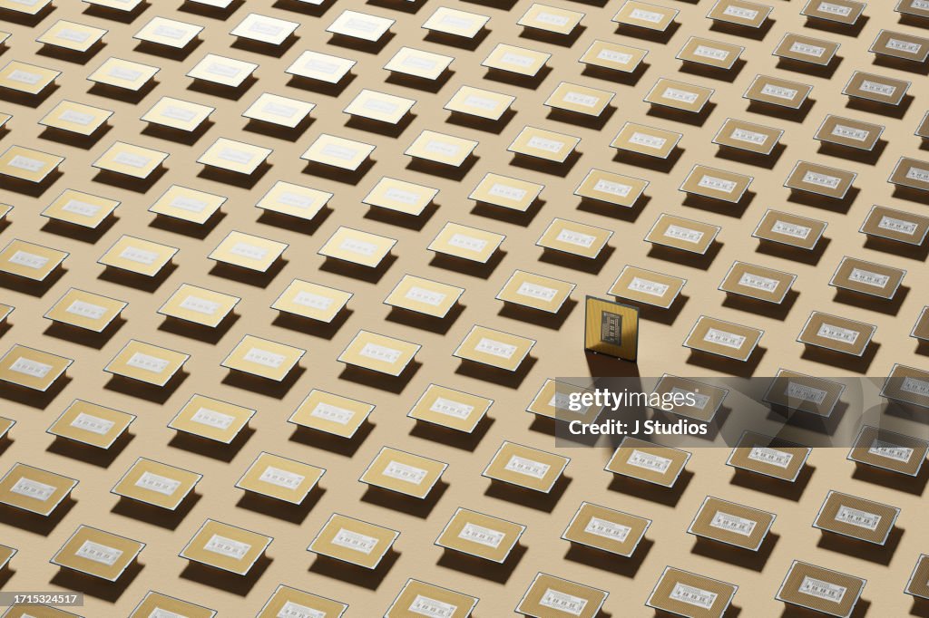 Golden computer chip grid