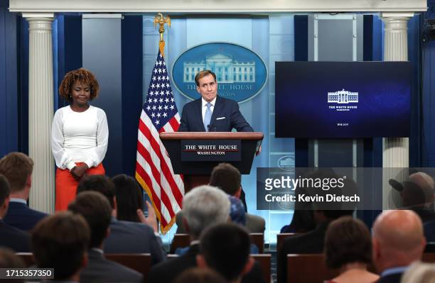 John Kirby, Coordinator for Strategic Communications at the National Security Council in the White House, speaks alongside White House Press...