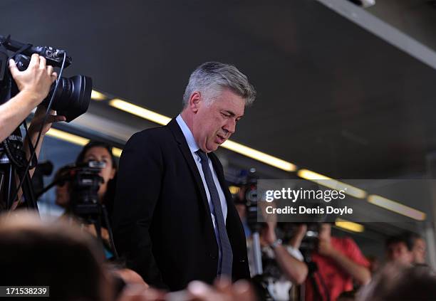 Carlo Ancelotti arrives at the Estadio Bernabeu to be presented as Real Madrid's new head coach on June 26, 2013 in Madrid, Spain.