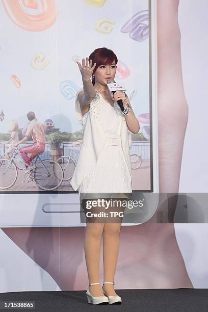 June 26: Selina of S.H.E attend LG Optimus_G_Pro press conference on Wednesday June 26,2013 in Taipei Taiwan,China.