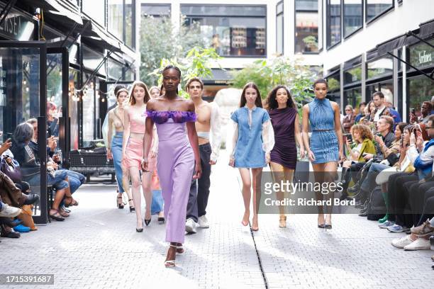 Models walk the runway during the Le Fil Womenswear Spring/Summer 2024 show as part of Paris Fashion Week on October 03, 2023 in Paris, France.