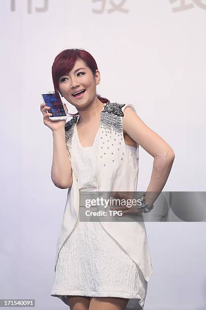 June 26: Selina of S.H.E attend LG Optimus_G_Pro press conference on Wednesday June 26,2013 in Taipei Taiwan,China.