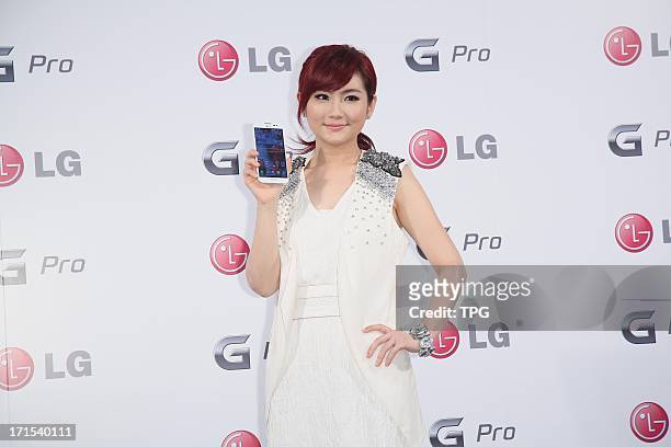 June 26: Selina of S.H.E attend LG Optimus_G_Pro press conference on Wednesday June 26,2013 in Taipei Taiwan,China.