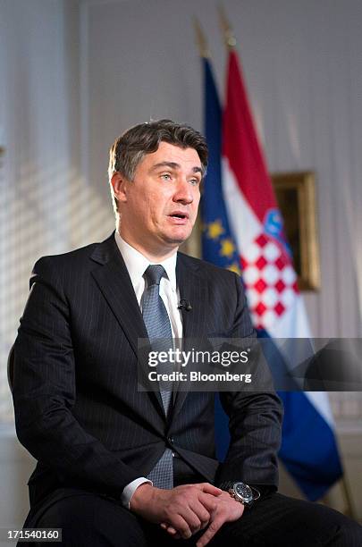 Zoran Milanovic, Croatia's prime minister, speaks during an interview at the government's office in Zagreb, Croatia, on Wednesday, June 26, 2013....