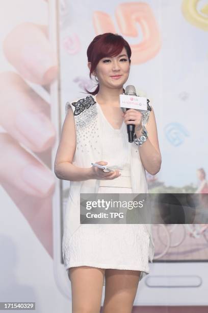 June 26: Selina of S.H.E attend LG Optimus_G_Pro press conference on Wednesday June 26,2013 in Taipei Taiwan,China.