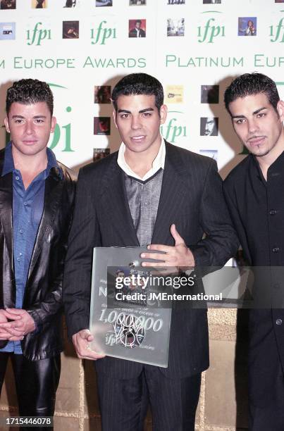 Marty Cintron, Gabriel Hernandez and Ariel Hernandez during The Platinum Europe Awards 1998, Albert Hall, Brussels, Belgium, on 9 July 1998.