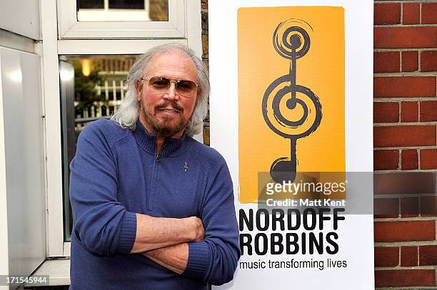 Barry Gibb visits the Nordoff Robbins Music Therapy Centre, prior to being awarded the 'Lifetime Achievement' award at the charity's annual luncheon...