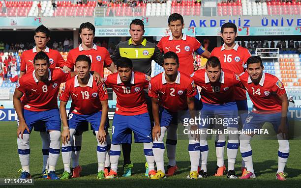 Chile pose for a team photograph ahead of the FIFA U20 World Cup Group E match between Chile and England at Akdeniz University Stadium on June 26,...