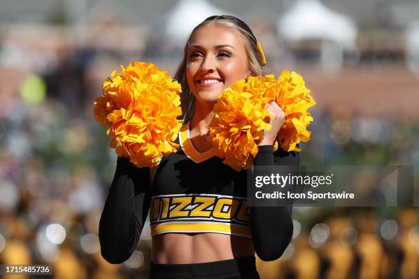 Missouri Tigers cheerleader in the first quarter of an SEC football game between the LSU Tigers and Missouri Tigers on Oct 7, 2023 at Memorial...