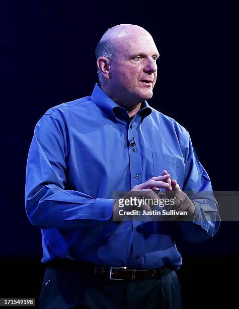Microsoft CEO Steve Ballmer speaks during the keynote address during the Microsoft Build Conference on June 26, 2013 in San Francisco, California....