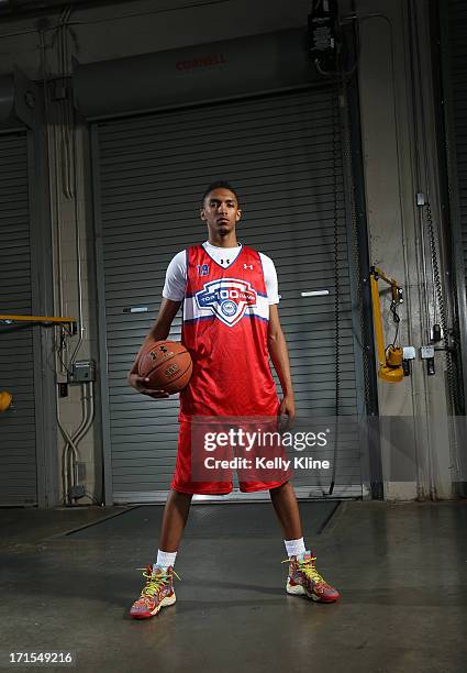 Dominique Collier poses during a portrait session during the NBPA Top 100 Camp on June 15, 2013 at John Paul Jones Arena in Charlottesville, Virginia.