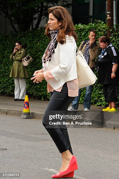 Miroslava "Mirka" Federer sighted at Wimbledon Tennis on June 24, 2013 in London, England.