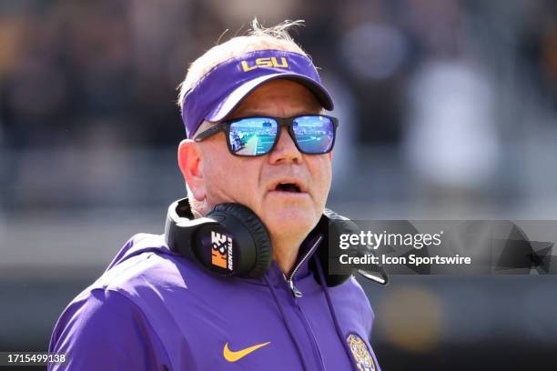 Tigers head coach Brian Kelly in the third quarter of an SEC football game between the LSU Tigers and Missouri Tigers on Oct 7, 2023 at Memorial...