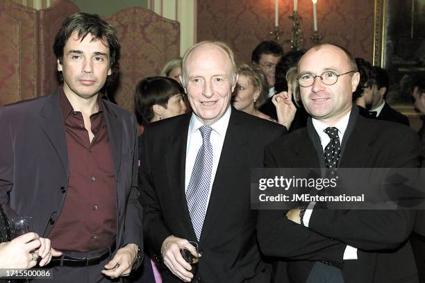 Jean-Michel Jarre, Neil Kinnock and Phil Collins during Jean-Michel Jarre, Neil Kinnock and Phil Collins during The Platinum Europe Awards 2000,...